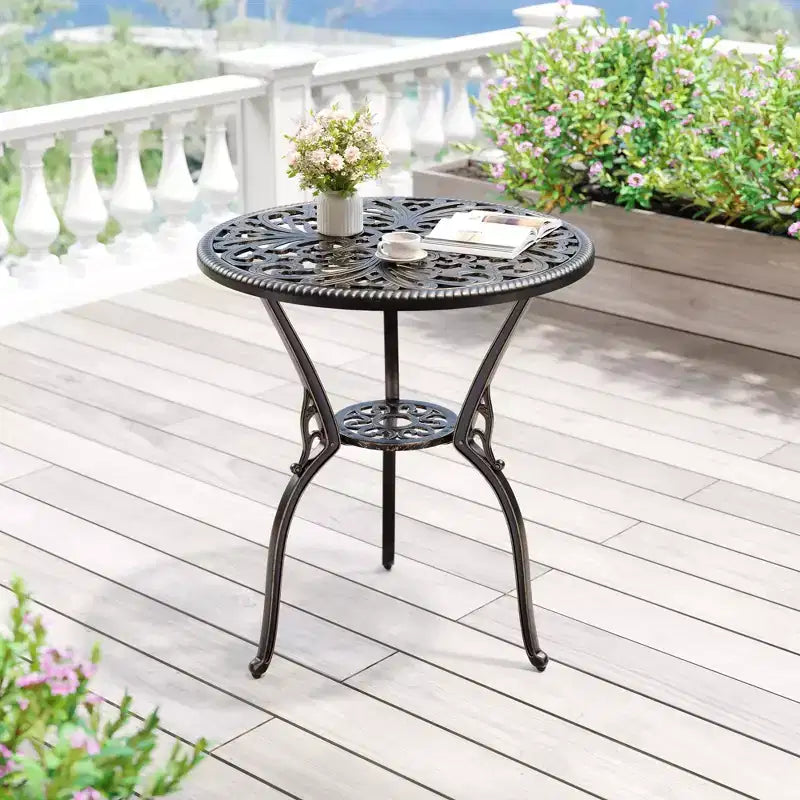 Table à manger d'extérieur légère en aluminium coulé, durable et facile à assembler pour patio et jardin