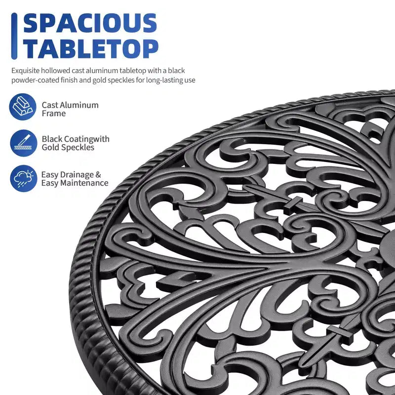 Table à manger d'extérieur légère en aluminium coulé, durable et facile à assembler pour patio et jardin