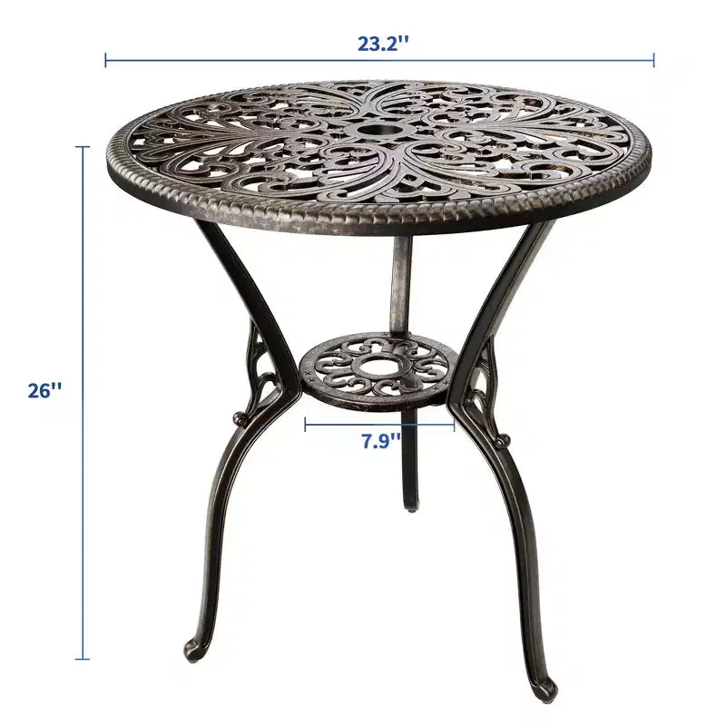 Table à manger d'extérieur légère en aluminium coulé, durable et facile à assembler pour patio et jardin
