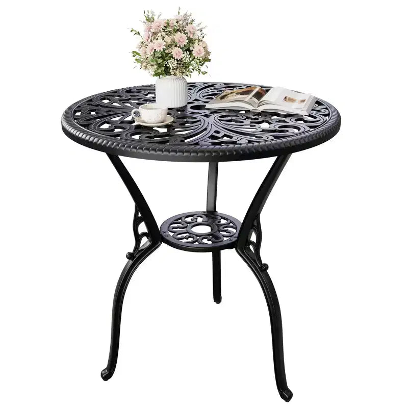 Outdoor Lightweight Cast Aluminum Dining Table, Durable & Easy to Assemble for Patio and Garden Use