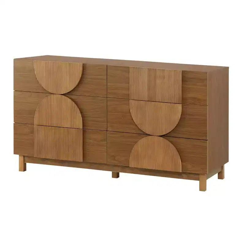 Commode géométrique moderne à 6 tiroirs, buffet de rangement large à demi-cercle pour chambre et salon