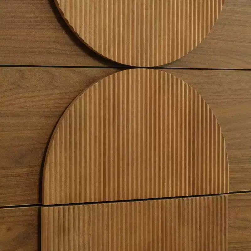 Commode géométrique moderne à 6 tiroirs, buffet de rangement large à demi-cercle pour chambre et salon