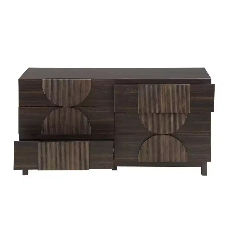 Commode géométrique moderne à 6 tiroirs, buffet de rangement large à demi-cercle pour chambre et salon