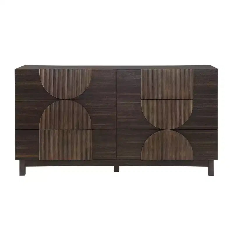 Commode géométrique moderne à 6 tiroirs, buffet de rangement large à demi-cercle pour chambre et salon