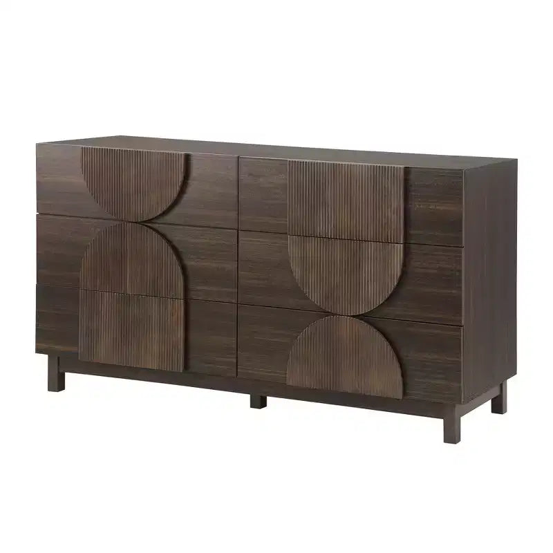 Commode géométrique moderne à 6 tiroirs, buffet de rangement large à demi-cercle pour chambre et salon