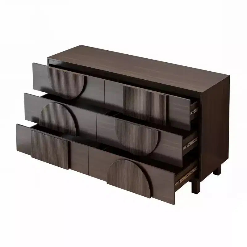 Commode géométrique moderne à 6 tiroirs, buffet de rangement large à demi-cercle pour chambre et salon