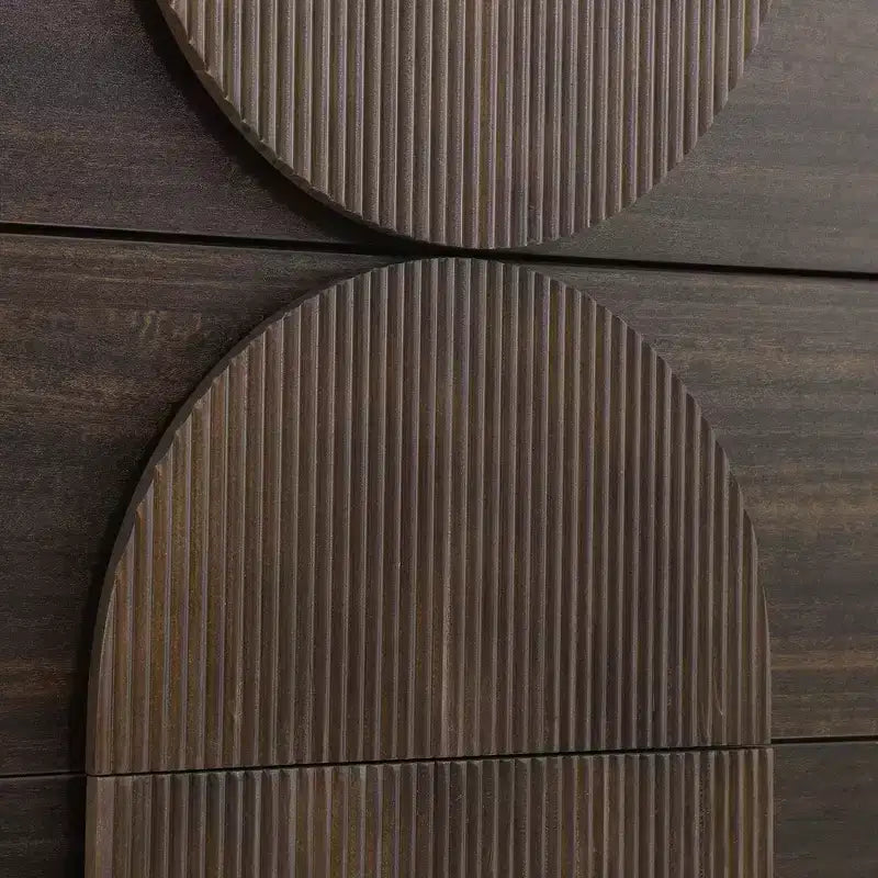 Commode géométrique moderne à 6 tiroirs, buffet de rangement large à demi-cercle pour chambre et salon