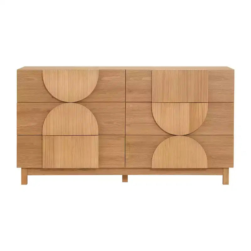 Commode géométrique moderne à 6 tiroirs, buffet de rangement large à demi-cercle pour chambre et salon
