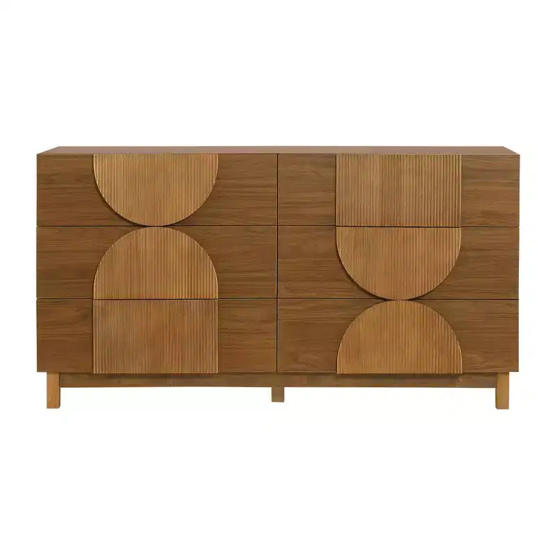 Commode géométrique moderne à 6 tiroirs, buffet de rangement large à demi-cercle pour chambre et salon