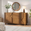 Whisen 6-Drawer Modern Geometric Dresser, Half-Circle Accent Wide Storage Chest for Bedroom & Living Room
