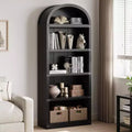 Bookcase 5 Shelf Arched Bookshelf 71.65 in Tall Bookcase Farmhouse Display Storage Rack Wooden Bookshelves for Home Office, Living Room