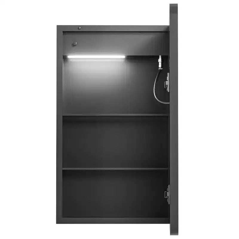 Armoire à pharmacie rectangulaire en fer de 40,6 cm l. x 71,1 cm H avec miroir, lumière LED à intensité variable, anti-buée et prises de courant