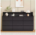 59 Wooden Dresser with 9 Drawers  Modern Chest of Drawers for Bedroom, Living Room, Hallway, and Entryway