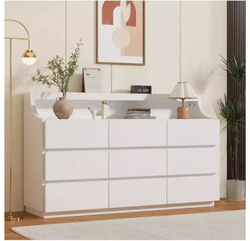Commode en bois 59" avec 9 tiroirs – Meuble de rangement moderne pour chambre, salon, couloir et entrée