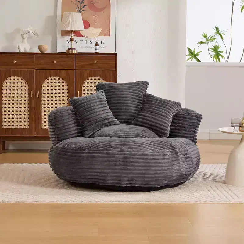 Canapé poire pour adultes et enfants, grand fauteuil poire en velours côtelé avec 3 oreillers et accoudoirs pour salon et chambre à coucher