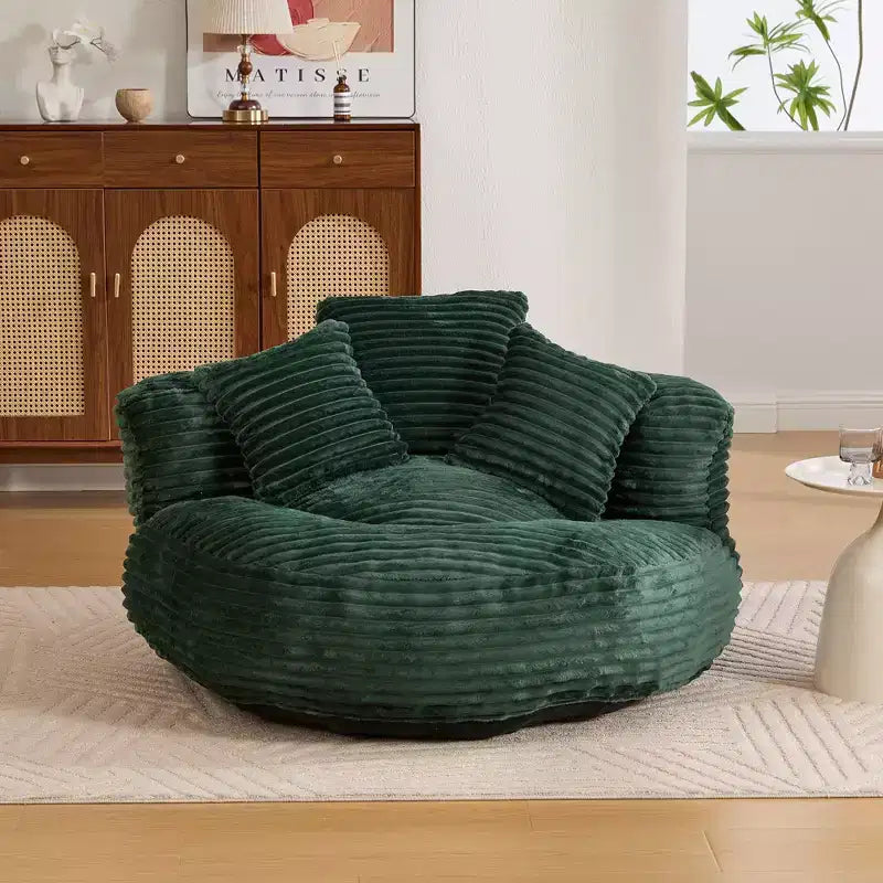Canapé poire pour adultes et enfants, grand fauteuil poire en velours côtelé avec 3 oreillers et accoudoirs pour salon et chambre à coucher
