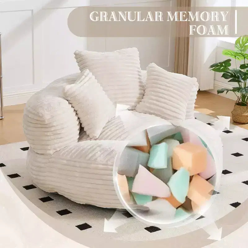 Canapé poire pour adultes et enfants, grand fauteuil poire en velours côtelé avec 3 oreillers et accoudoirs pour salon et chambre à coucher