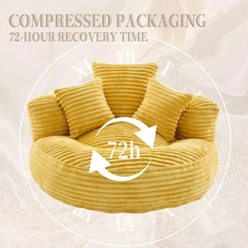 Canapé poire pour adultes et enfants, grand fauteuil poire en velours côtelé avec 3 oreillers et accoudoirs pour salon et chambre à coucher