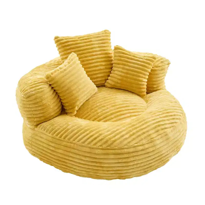 Canapé poire pour adultes et enfants, grand fauteuil poire en velours côtelé avec 3 oreillers et accoudoirs pour salon et chambre à coucher