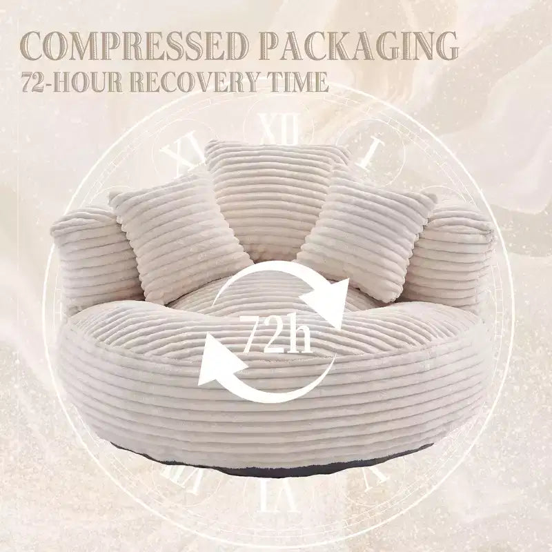 Canapé poire pour adultes et enfants, grand fauteuil poire en velours côtelé avec 3 oreillers et accoudoirs pour salon et chambre à coucher