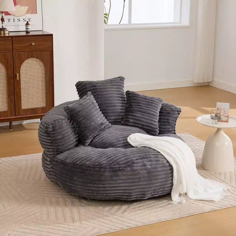 Canapé poire pour adultes et enfants, grand fauteuil poire en velours côtelé avec 3 oreillers et accoudoirs pour salon et chambre à coucher