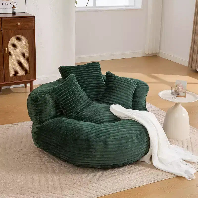 Canapé poire pour adultes et enfants, grand fauteuil poire en velours côtelé avec 3 oreillers et accoudoirs pour salon et chambre à coucher