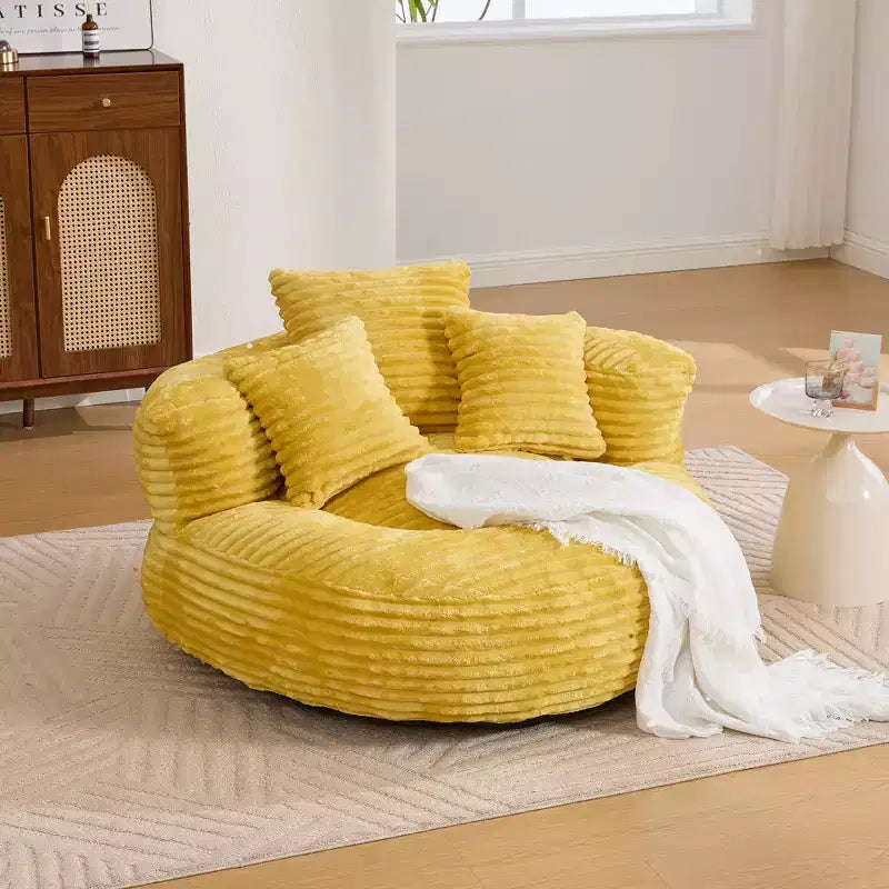 Canapé poire pour adultes et enfants, grand fauteuil poire en velours côtelé avec 3 oreillers et accoudoirs pour salon et chambre à coucher