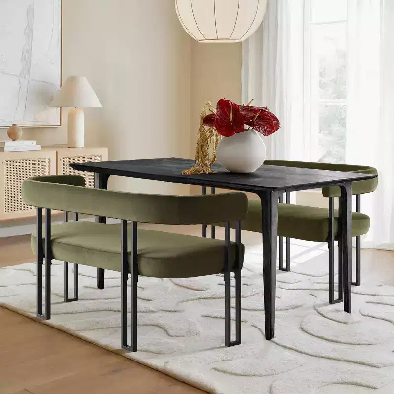 Banc moderne de 124 cm avec dossier et accoudoirs, banc de salle à manger élégant, causeuse avec cadre en métal, siège d'appoint pour salon
