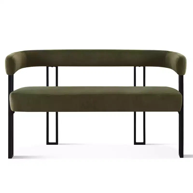 Banc moderne de 124 cm avec dossier et accoudoirs, banc de salle à manger élégant, causeuse avec cadre en métal, siège d'appoint pour salon