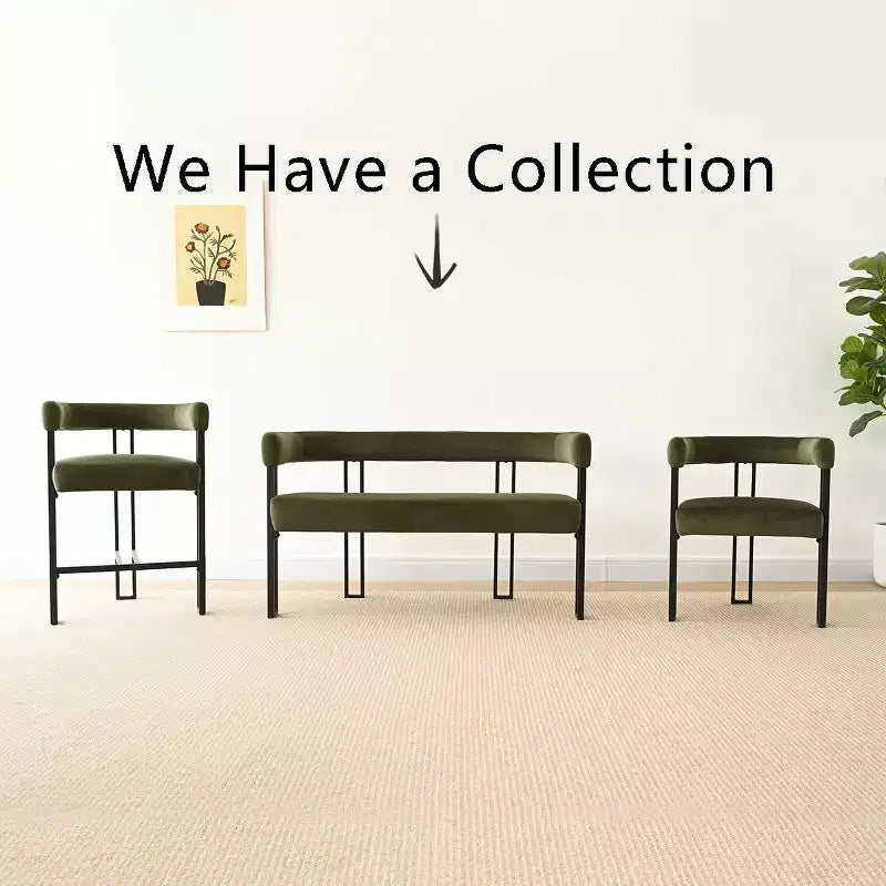 Banc moderne de 124 cm avec dossier et accoudoirs, banc de salle à manger élégant, causeuse avec cadre en métal, siège d'appoint pour salon