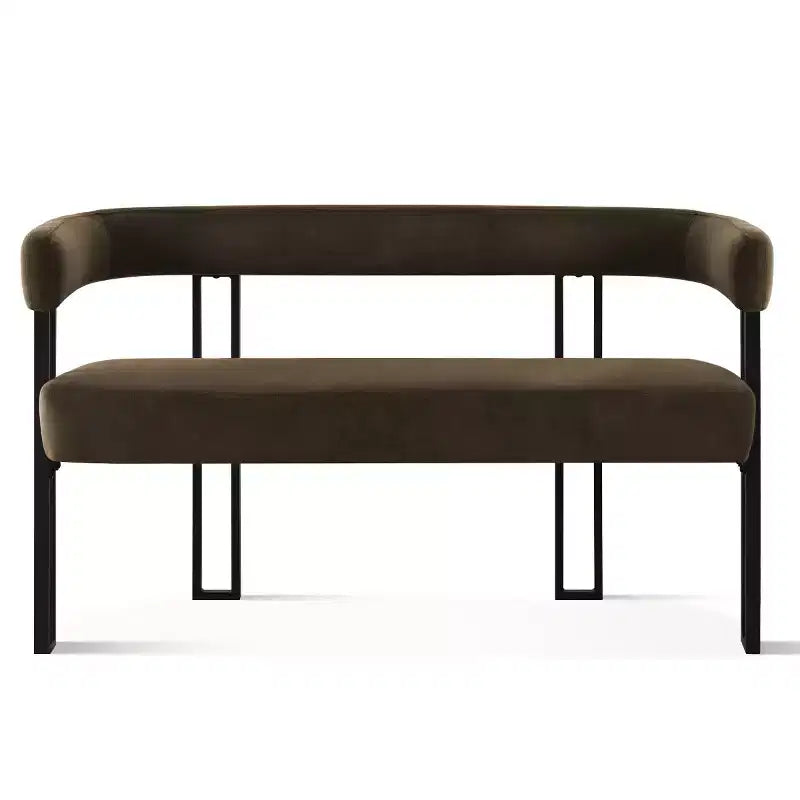 Banc moderne de 124 cm avec dossier et accoudoirs, banc de salle à manger élégant, causeuse avec cadre en métal, siège d'appoint pour salon