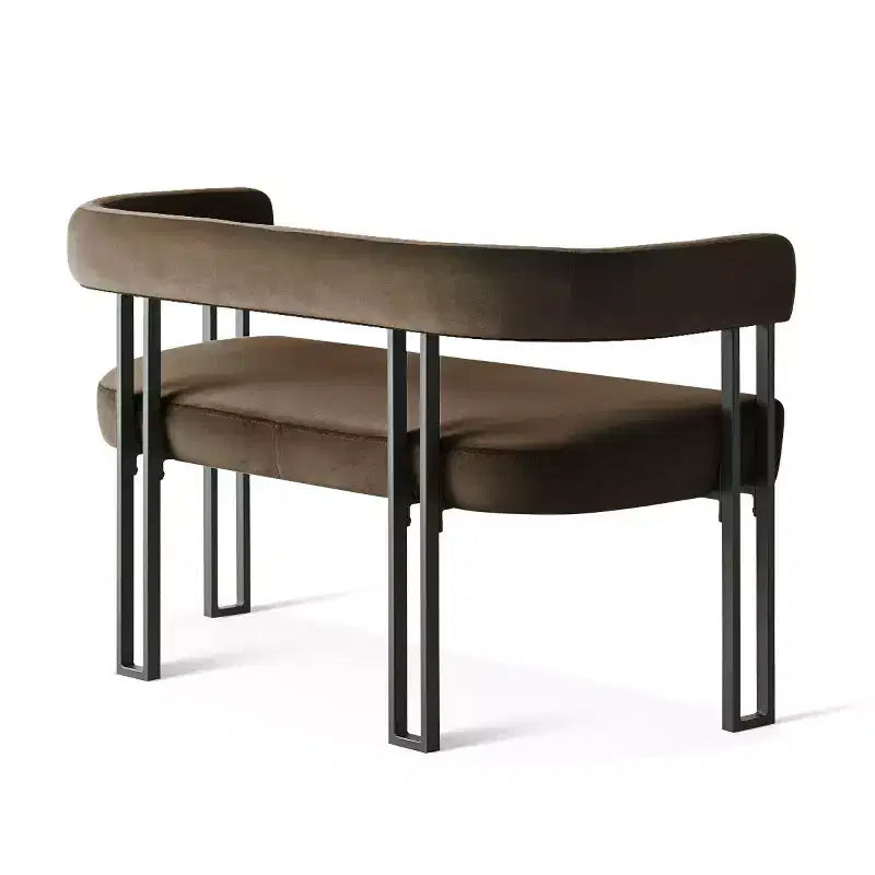 Banc moderne de 124 cm avec dossier et accoudoirs, banc de salle à manger élégant, causeuse avec cadre en métal, siège d'appoint pour salon