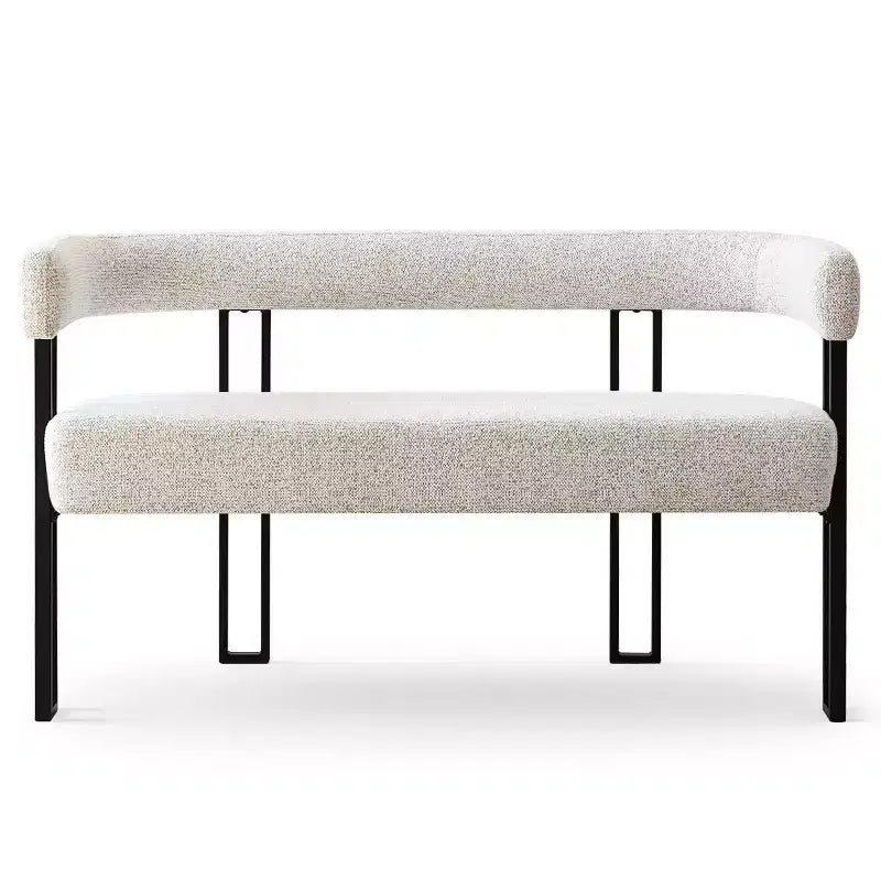 Banc moderne de 124 cm avec dossier et accoudoirs, banc de salle à manger élégant, causeuse avec cadre en métal, siège d'appoint pour salon