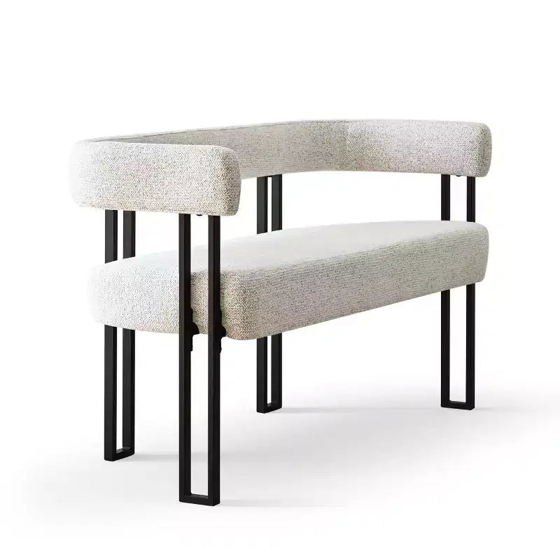 Banc moderne de 124 cm avec dossier et accoudoirs, banc de salle à manger élégant, causeuse avec cadre en métal, siège d'appoint pour salon