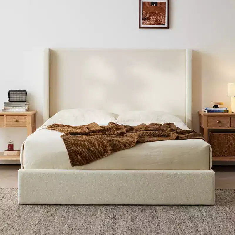 Christopher Knight Home Heino Modern Boucle Upholstered Floor Bed with Wingback
