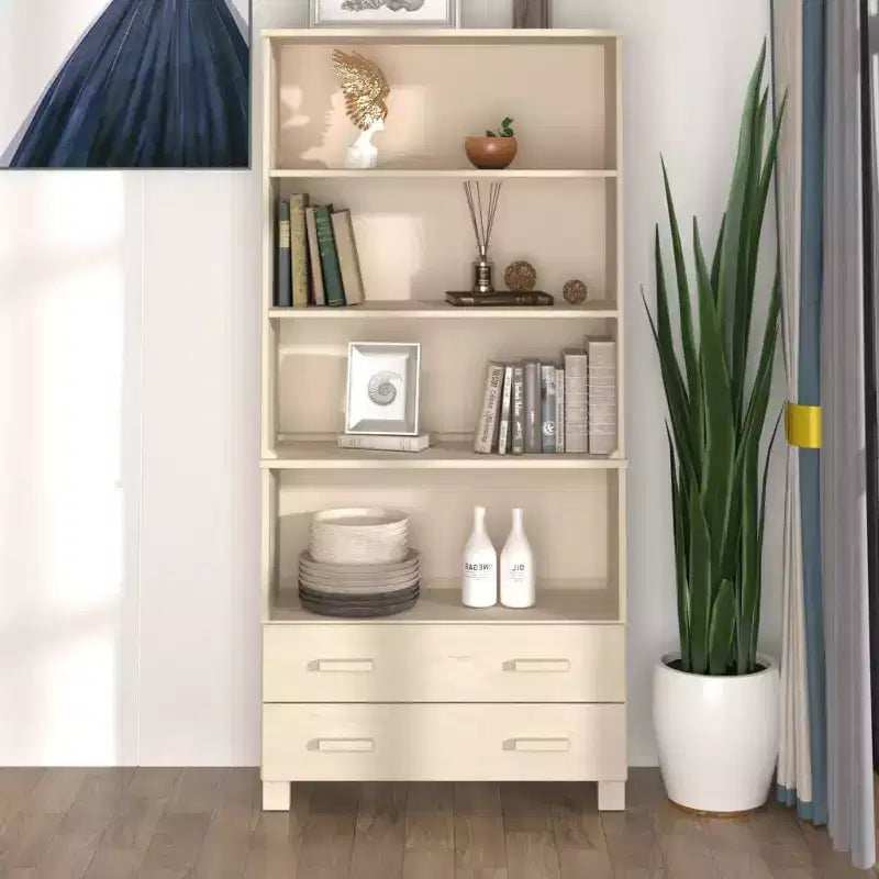 Highboard Lot de 2 Miel Pin massif Grand Highboard